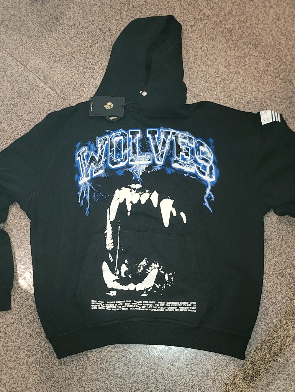 Darc Sport Wolves Black Hoodie with Blue Lightning From Vintage Collection